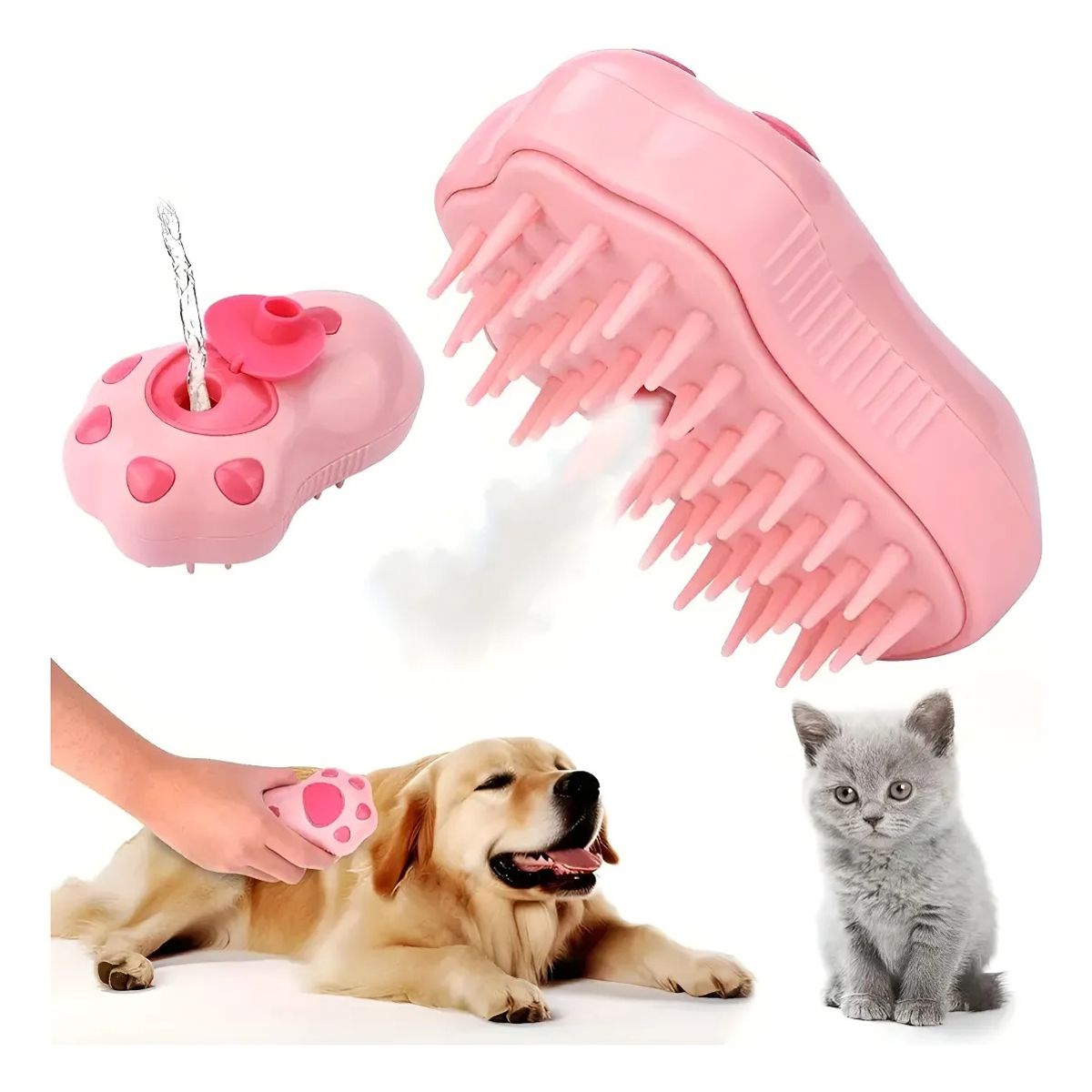 GENERICO - Cepillo Vapor Peine 3 En 1 Masajeador Mascotas Perros Gatos