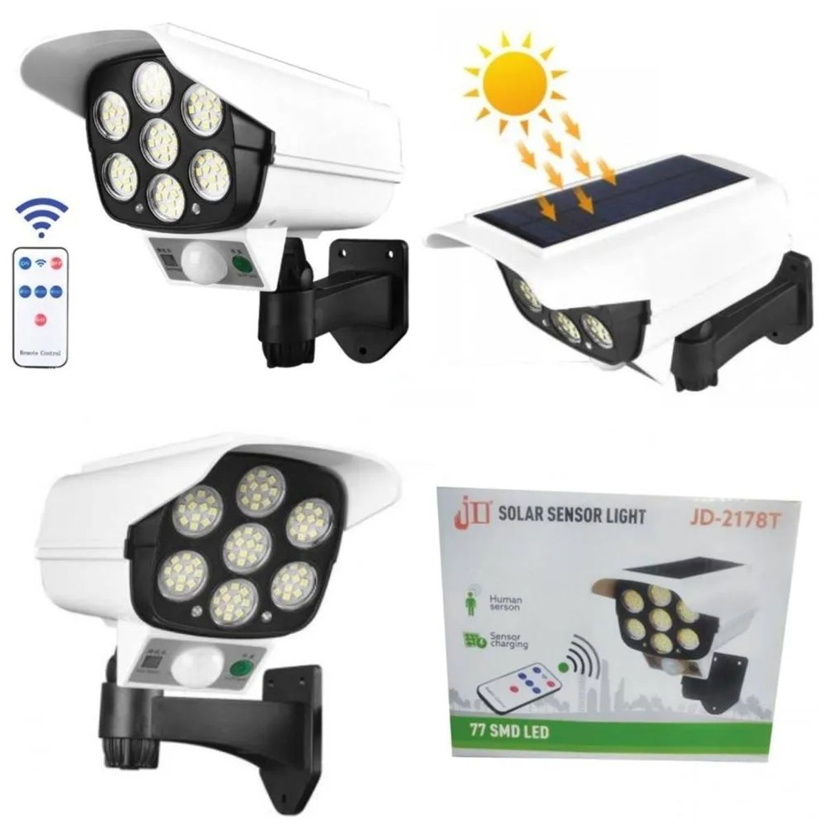 GENERICO - Lámpara Con Panel Solar Sensor De Movimiento Tipo Cámara