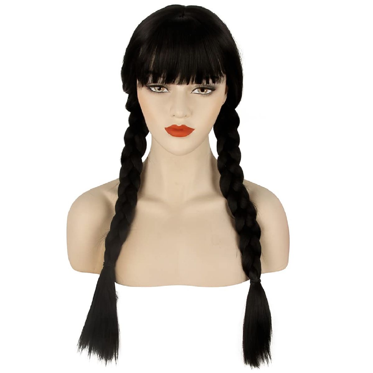 GENERICO - Kit Peluca Merlina Addams Wednesday + Mano Dedos Disfraz Hal