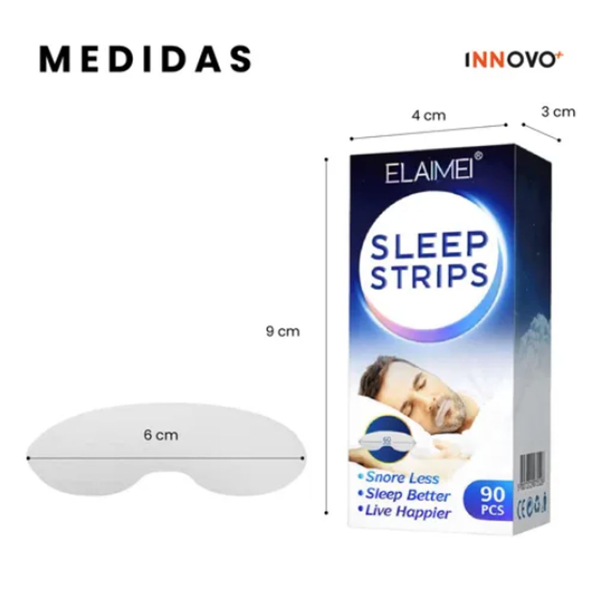 INNOVA - Tiras Para Dormir Antirronquidos 270 Pcs Mejora La Respiración