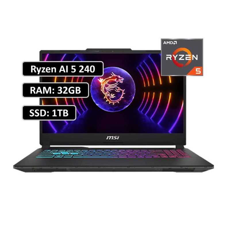 MSI - PORTATIL MSI CYBORG AMD RYZEN AI 5 240 RAM 32GB DDR5 / SSD 1TB M.2 / RTX 5060 8GB