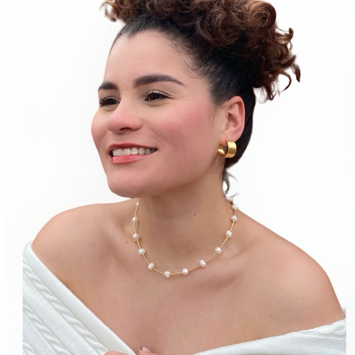 MERAKI - Collar mujer de perlas naturales y miyuki japones con baño en Oro 24K - Collar elegante