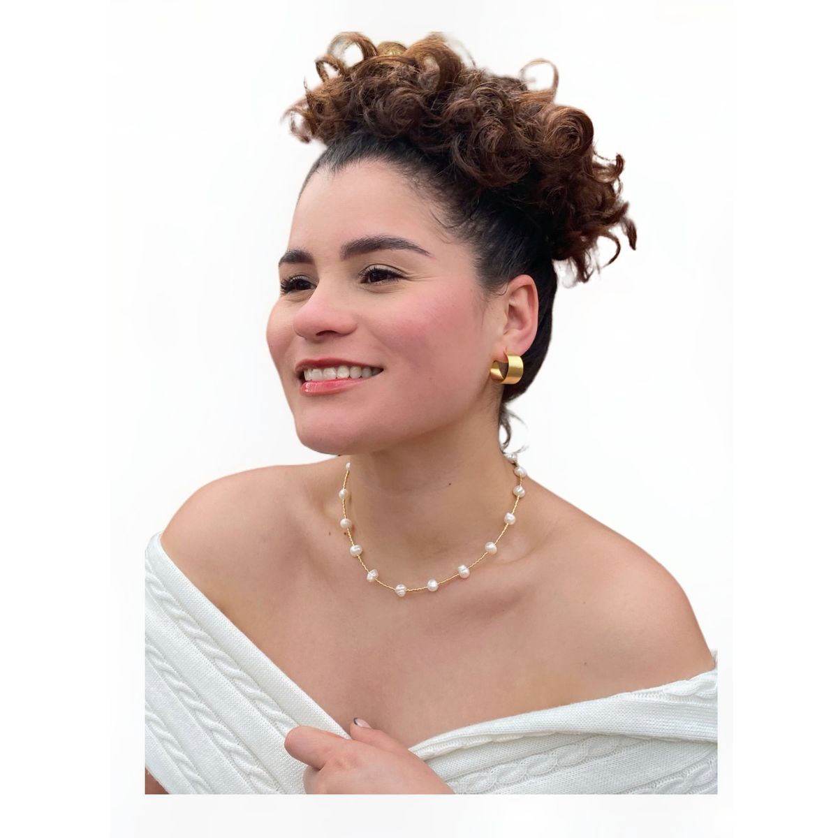 MERAKI - Collar mujer de perlas naturales y miyuki japones con baño en Oro 24K - Collar elegante