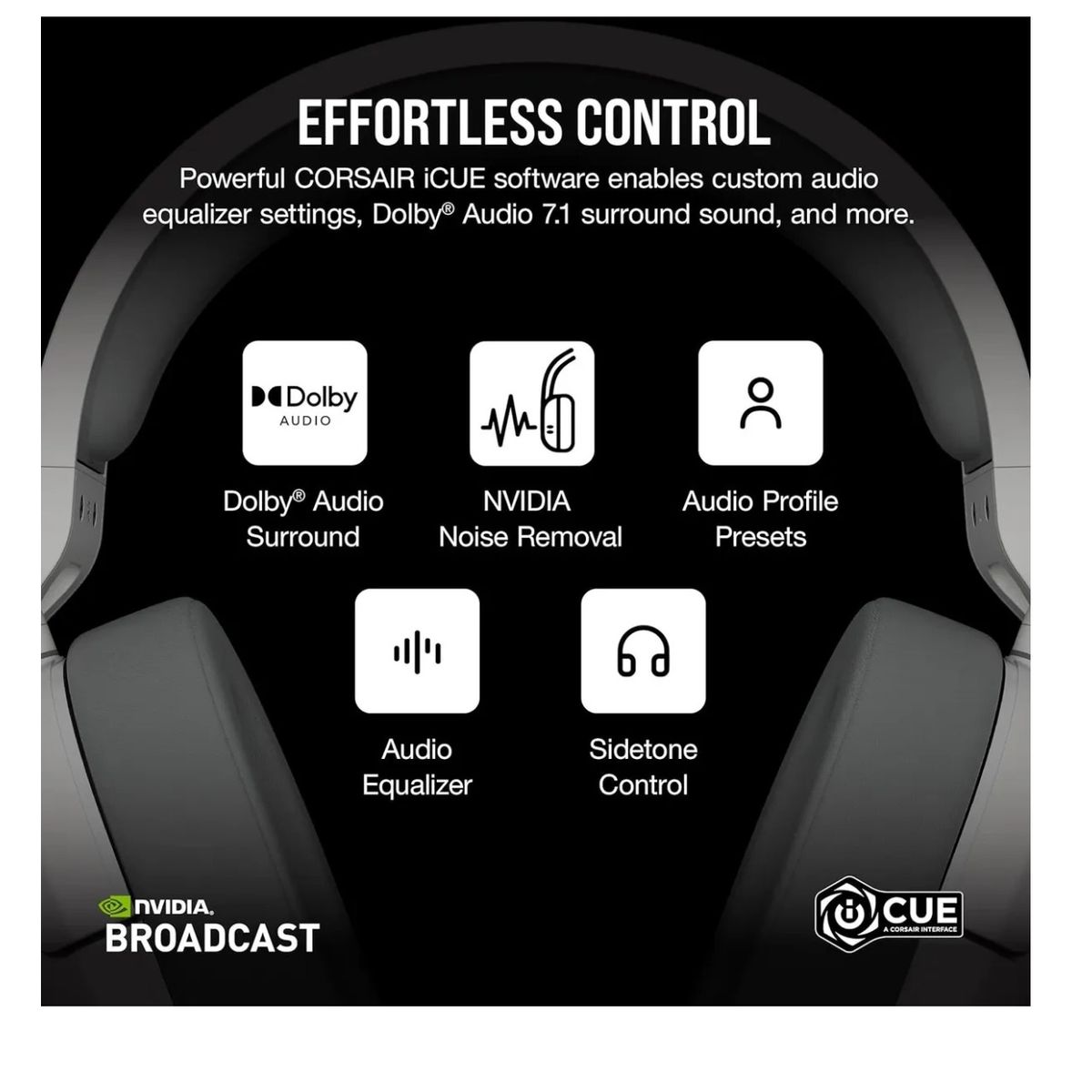 CORSAIR - Audífonos Auriculares Diadema Inalambricos 7.1 Corsair Hs55