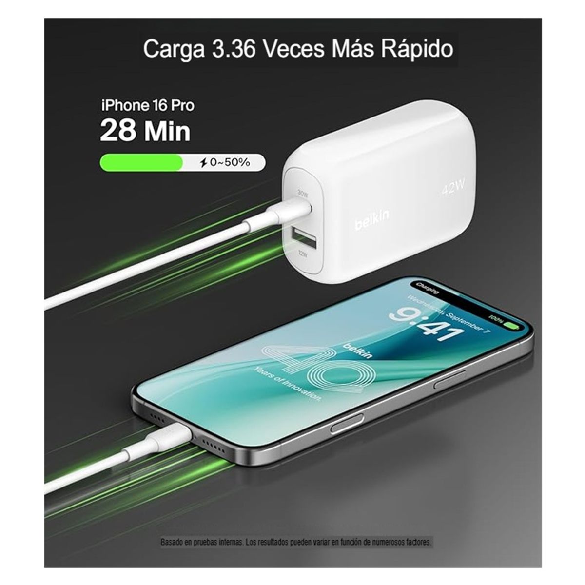 BELKIN - Belkin Cargador Rápido Doble Puerto 42w Para iPhone-android