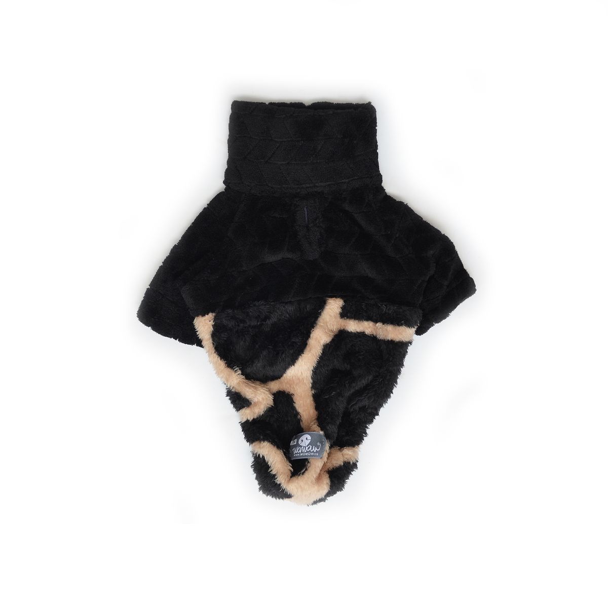 WAWAW - Saco L TE cuello alto cremallera bisonte camel manchas negras con corte negro