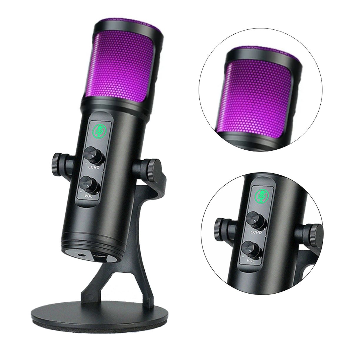 COLME TECHNOLOGY HOME - Micrófono De Estudio Profesional Usb Luz Rgb Para Pc Zx-776