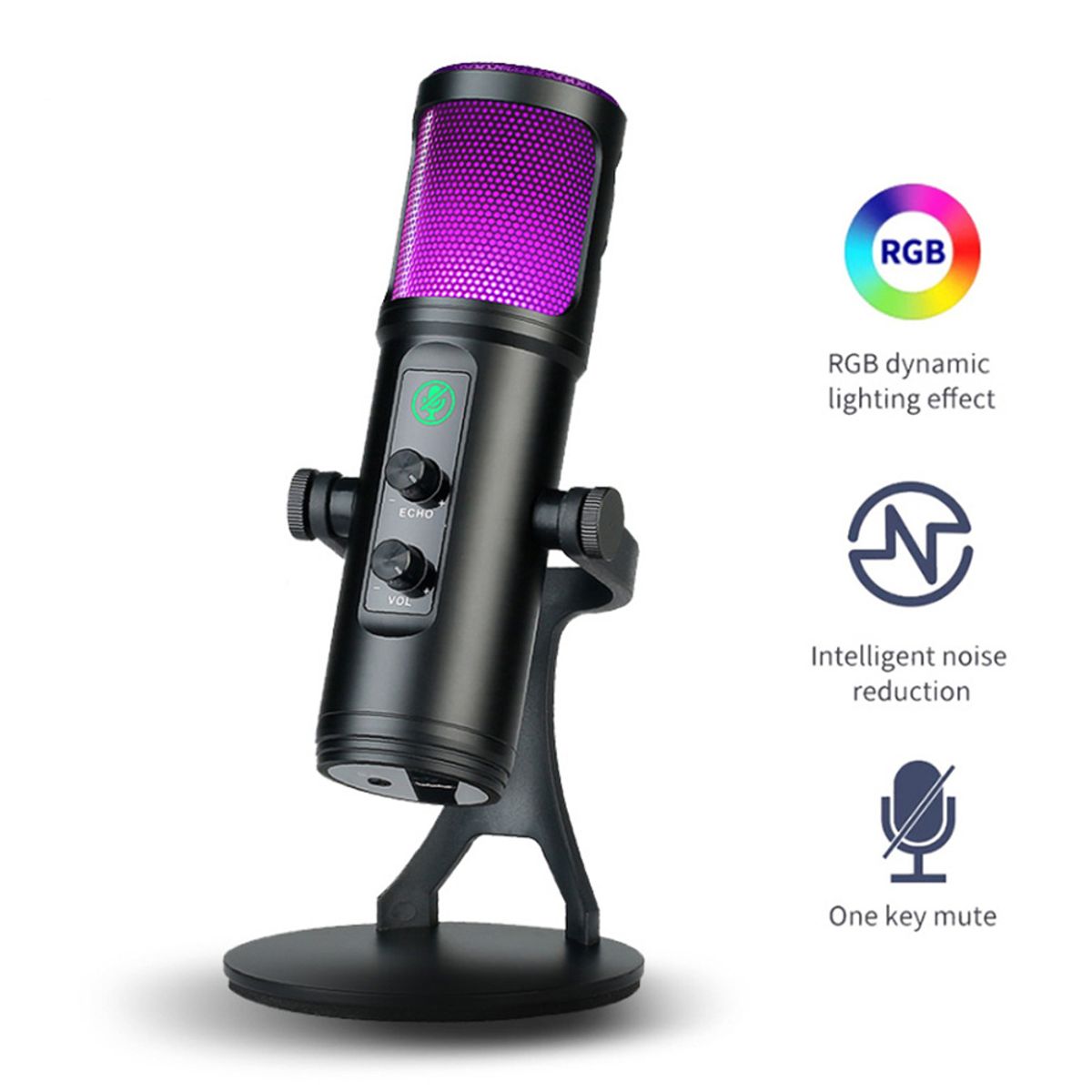 COLME TECHNOLOGY HOME - Micrófono De Estudio Profesional Usb Luz Rgb Para Pc Zx-776