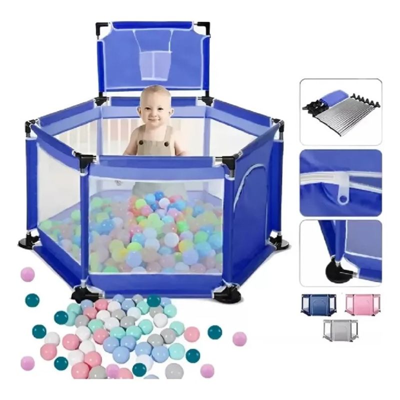 FRAGOLA KIDS - Corral Corralito Juego Bebe Niños Mat Alfombra Piscina Azul