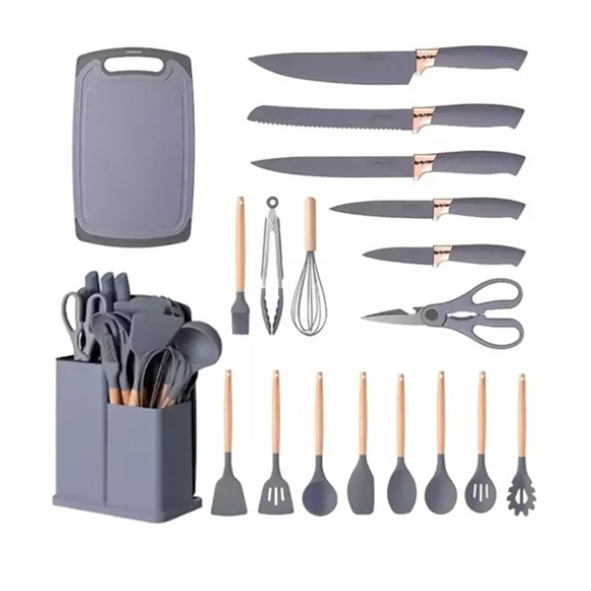 GENERICO - Set De Utensilios Silicona Juego 19 Pcs Cocina Hogar Multifuncional