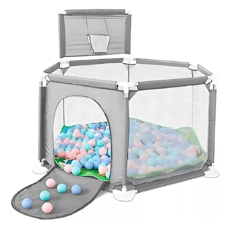 FRAGOLA KIDS - Corral Corralito Juego Bebe Niños Mat Alfombra Piscina Gris