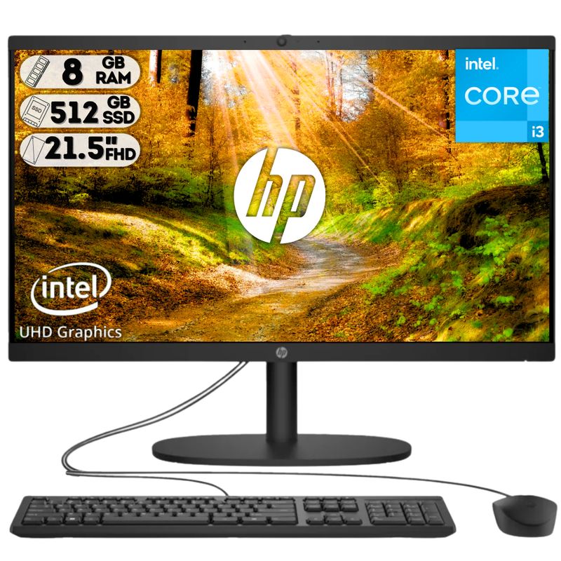 HP - AIO HP 22-DG0010LA Intel Core I3 N300 SSD 512GB 8GB 215 FHD FreeDOS Negro