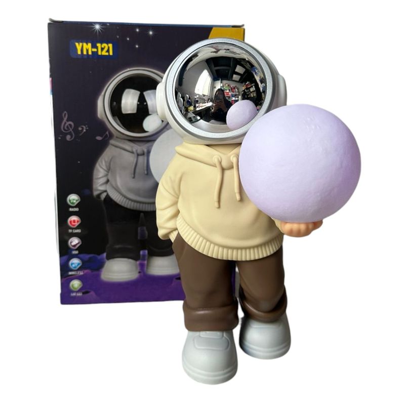GENERICO - Lampara Y Parlante Bluetooth De Astronauta Luz Luna Beige Blanco