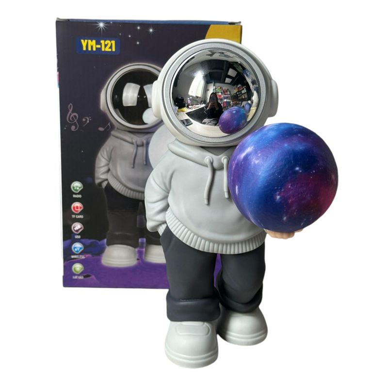 GENERICO - Lampara Y Parlante Bluetooth De Astronauta Luz Luna Gris Colores