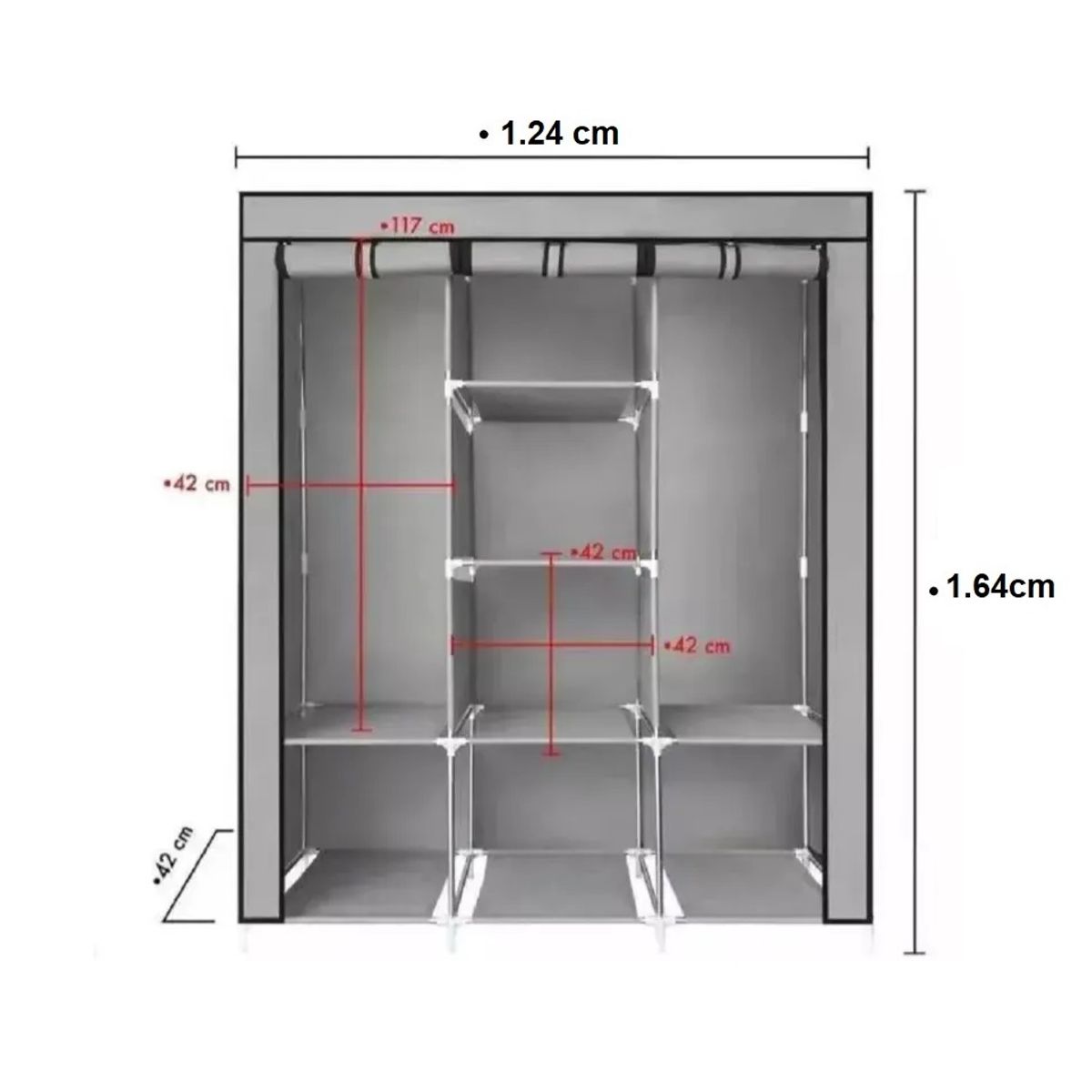 GENERAL - Closet Organizador 88130 Forro Gris 3 Espacios