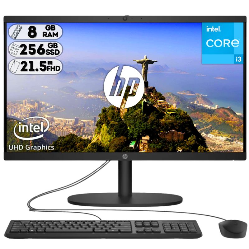 HP - AIO HP 22-DG0010LA Intel Core I3 N300 SSD 256GB 8GB 215 FHD  Negro