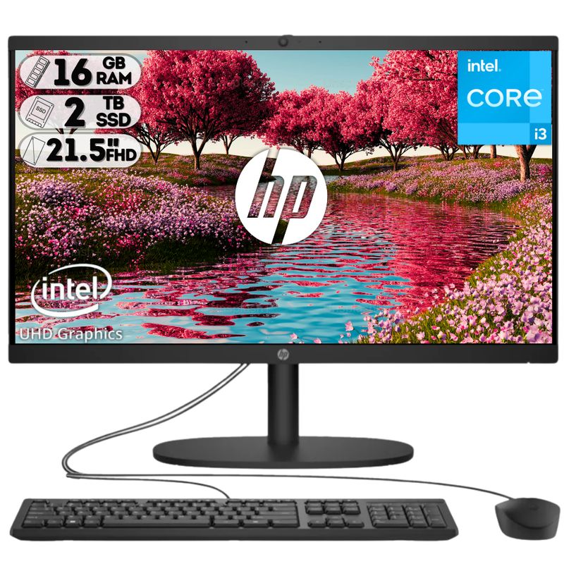 HP - TODO EN UNO INTEL CORE I3 N300 SSD 2TB 16GB 21.5 FHD NEGRO