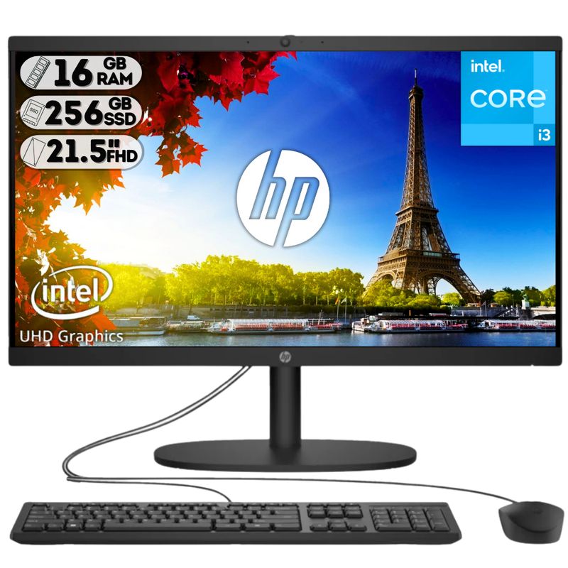 HP - TODO EN UNO INTEL CORE I3 N300 SSD 256GB 16GB 21.5 FHD NEGRO