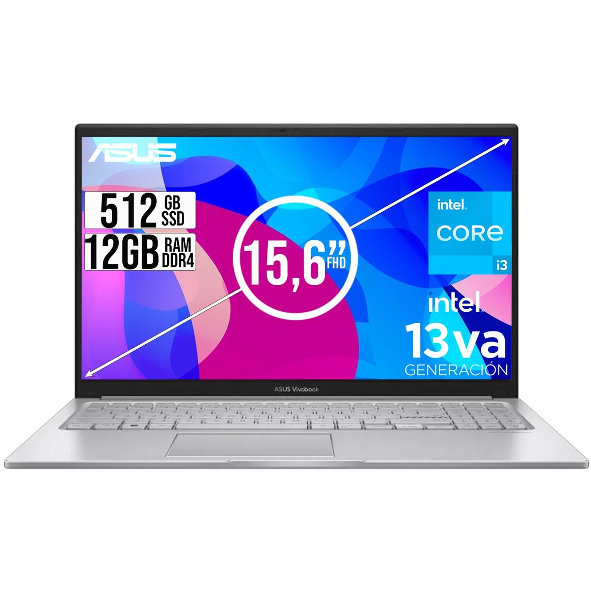 ASUS - PORTATIL ASUS VIVOBOOK INTEL CORE I3-1315U SSD 512GB RAM 12GB 15,6 FULL HD