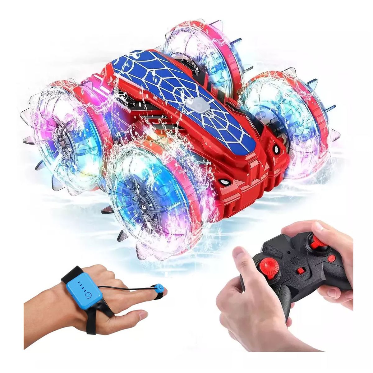 GENERICO - Carro Control Remoto Anfibio Rc 2 En 1 Recargable niño Rojo