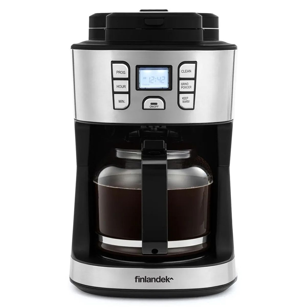 FINLANDEK - Cafetera Con Molino Integrado Finlandek de 12 Tazas Automática