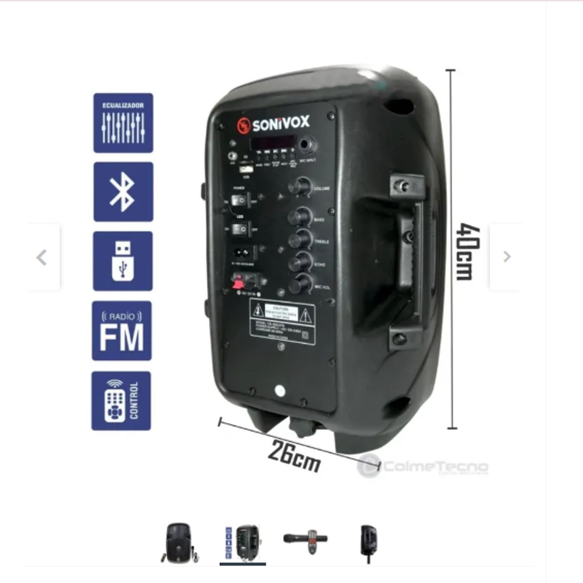 GENERICO - Parlante Sonivox 2378- 8 Pulgadas Bluetooth con Micrófono karaoke