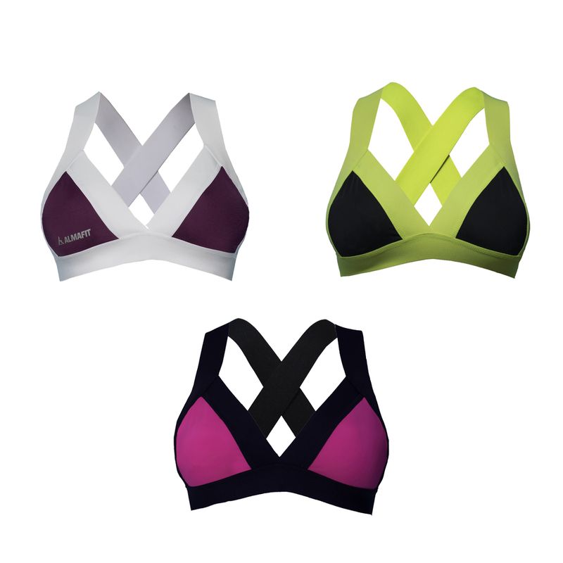 ALMA FIT - Top Brasier Deportivo Elástico Pack de 3 Alma Fit