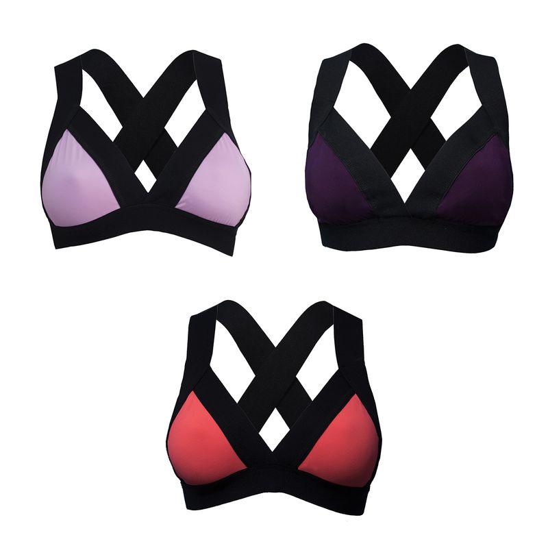 ALMA FIT - Top Brasier Deportivo Elástico Pack de 3 Alma Fit