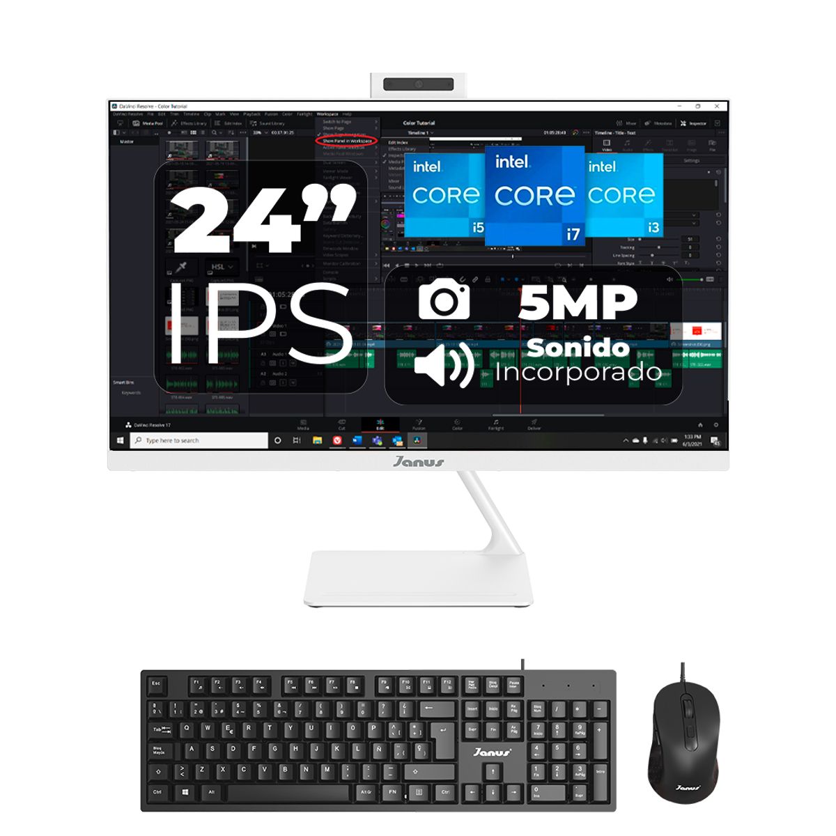 JANUS - Computador All in One JANUS 27  Intel Core i5 12400-8GB RAM SSD 512GB Blanco