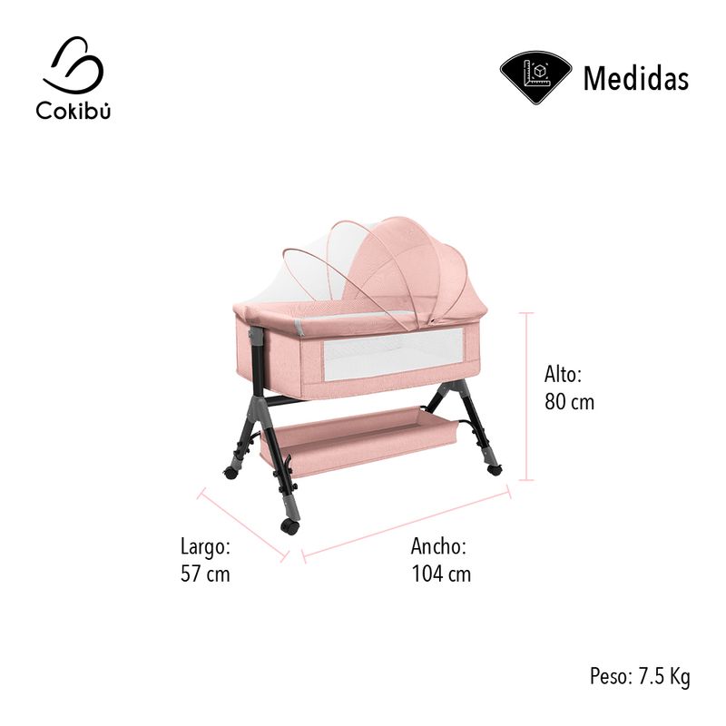 STAY ELIT - CUNA MOISÉS PARA BEBÉ CON MOSQUITERO COLOR ROSA