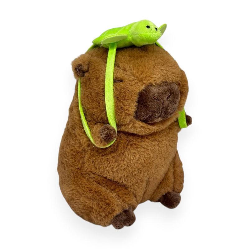 GENERICO - Peluche Capibara Marrón con Maleta de Tortuga Verde 23cm