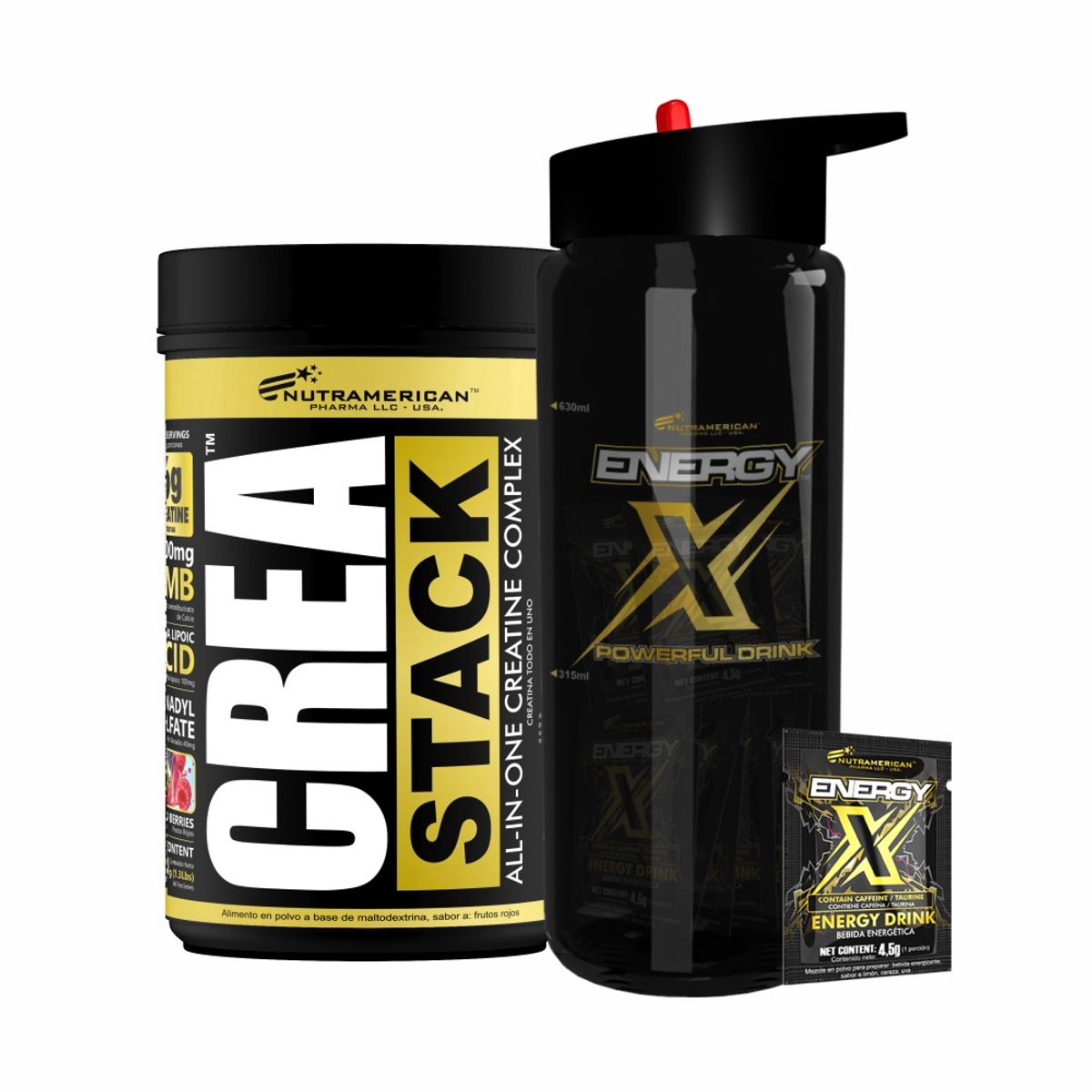MEGAPLEX - Combo Crea Stack Creatina + Energy X Energizante Pre Entreno