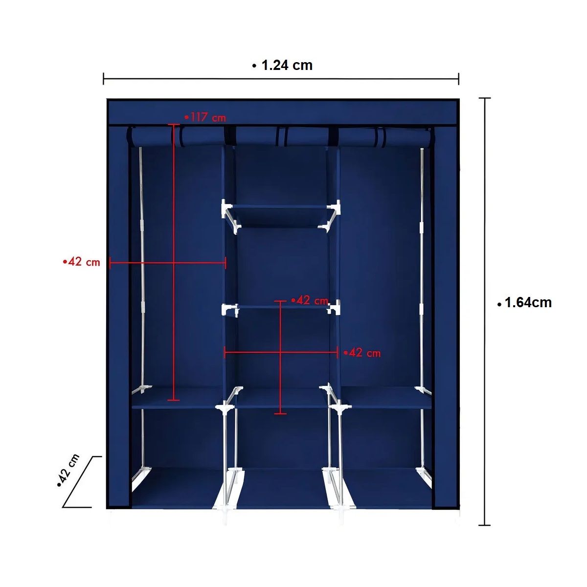 GENERAL - Closet Organizador Perchero 3 Espacios Forro Azul 88130