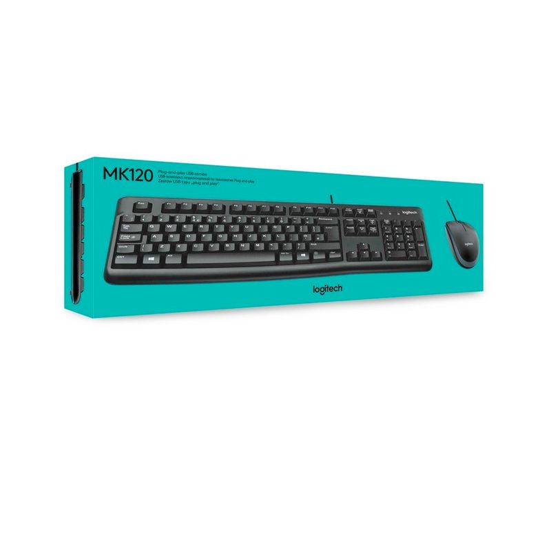 LOGITECH - Combo de teclado y mouse Logitech MK120 color negro