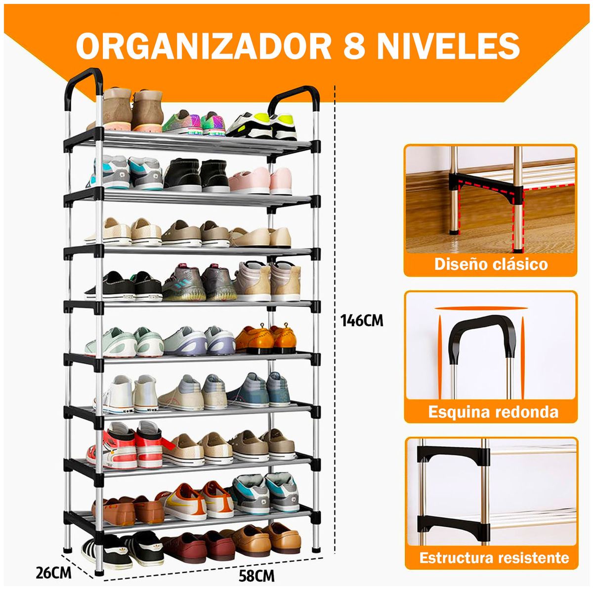 ONE PIXEL - Organizador De Zapatos 8 Niveles Multifuncional