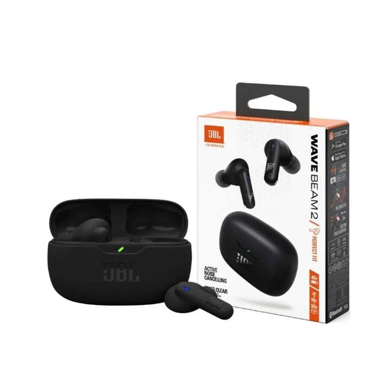 JBL - AUDIFONOS JBL WAVE BEAM 2  DURACION 40Horas ANC IP54 COLOR NEGRO