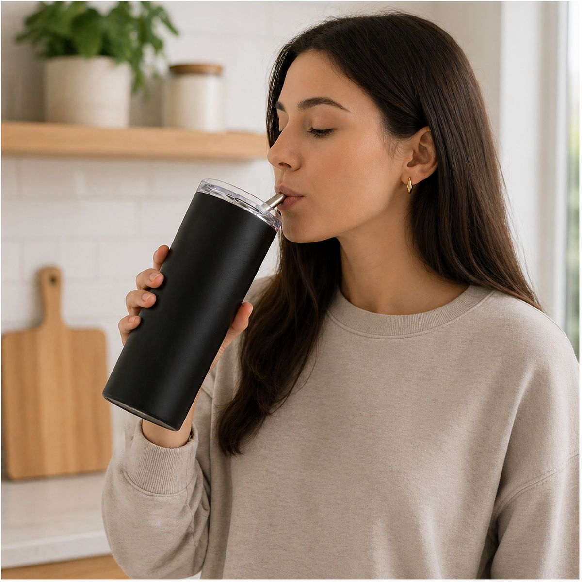 ONE PIXEL - Vaso Termico Con Aislamiento De Acero Inoxidable Con Tapa Y Pajita