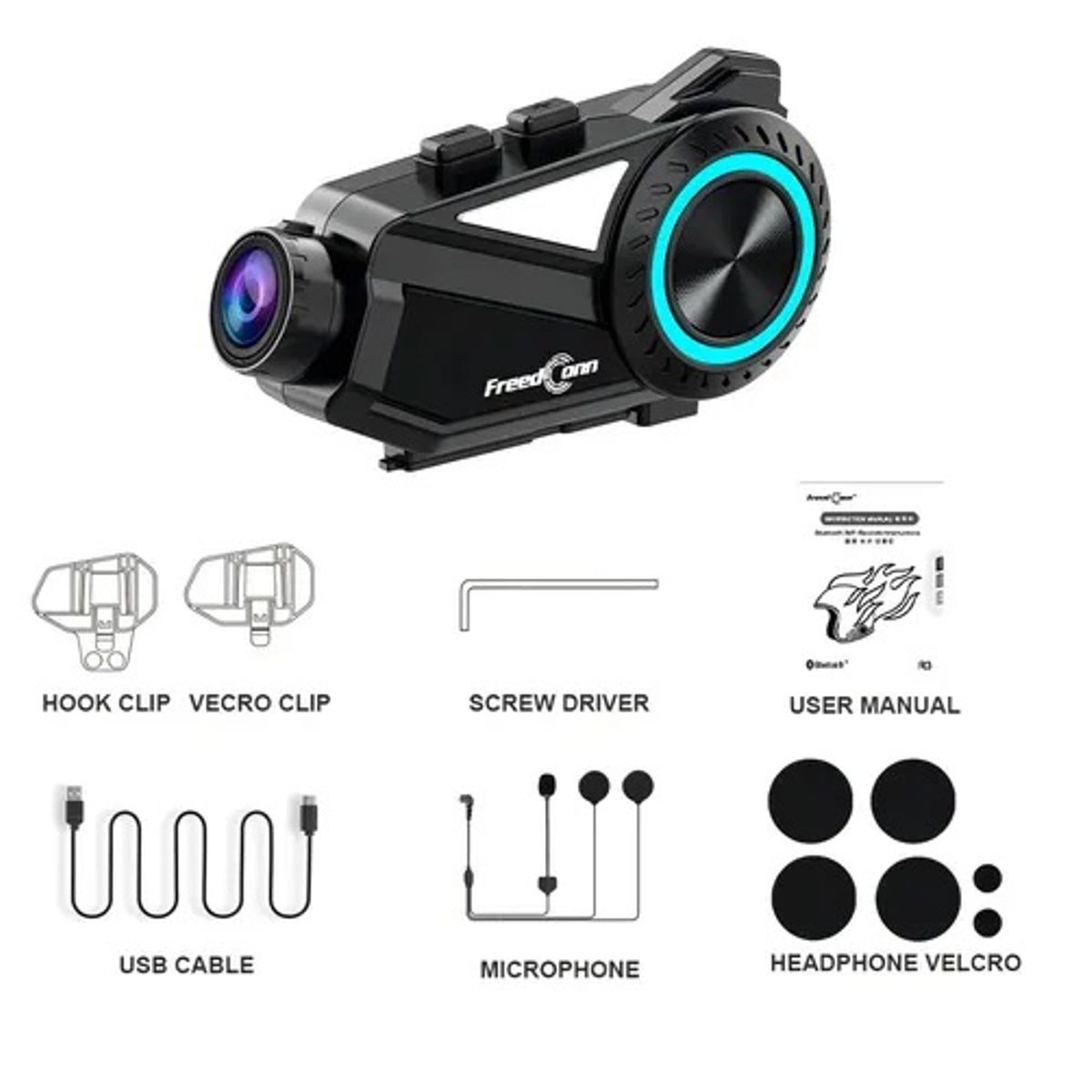 FREEDCONN - Intercomunicador Para Moto Freedconn R3 + Camara 2.7 Se Puede Mojar