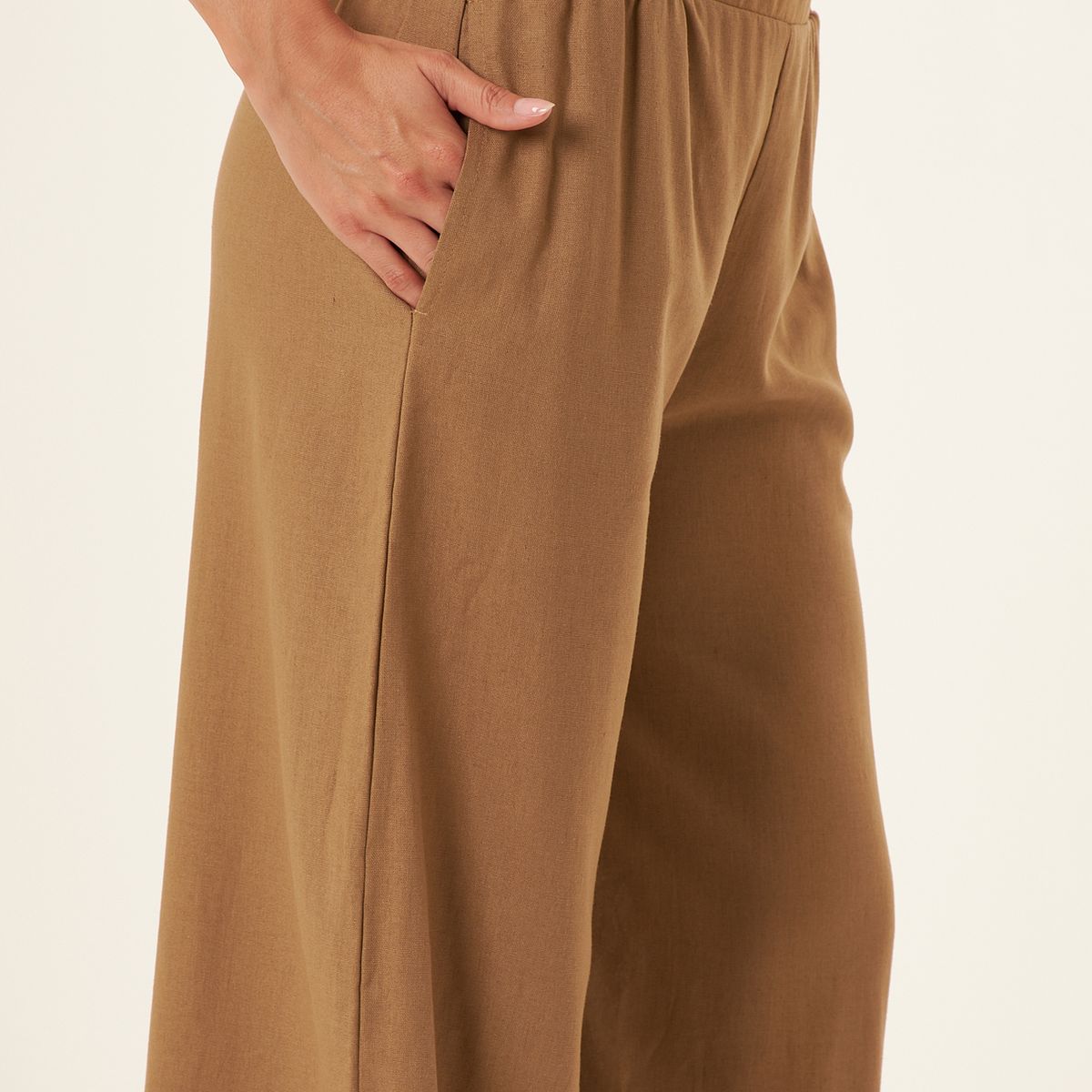 BELIFE - Pantalón amplio café para mujer