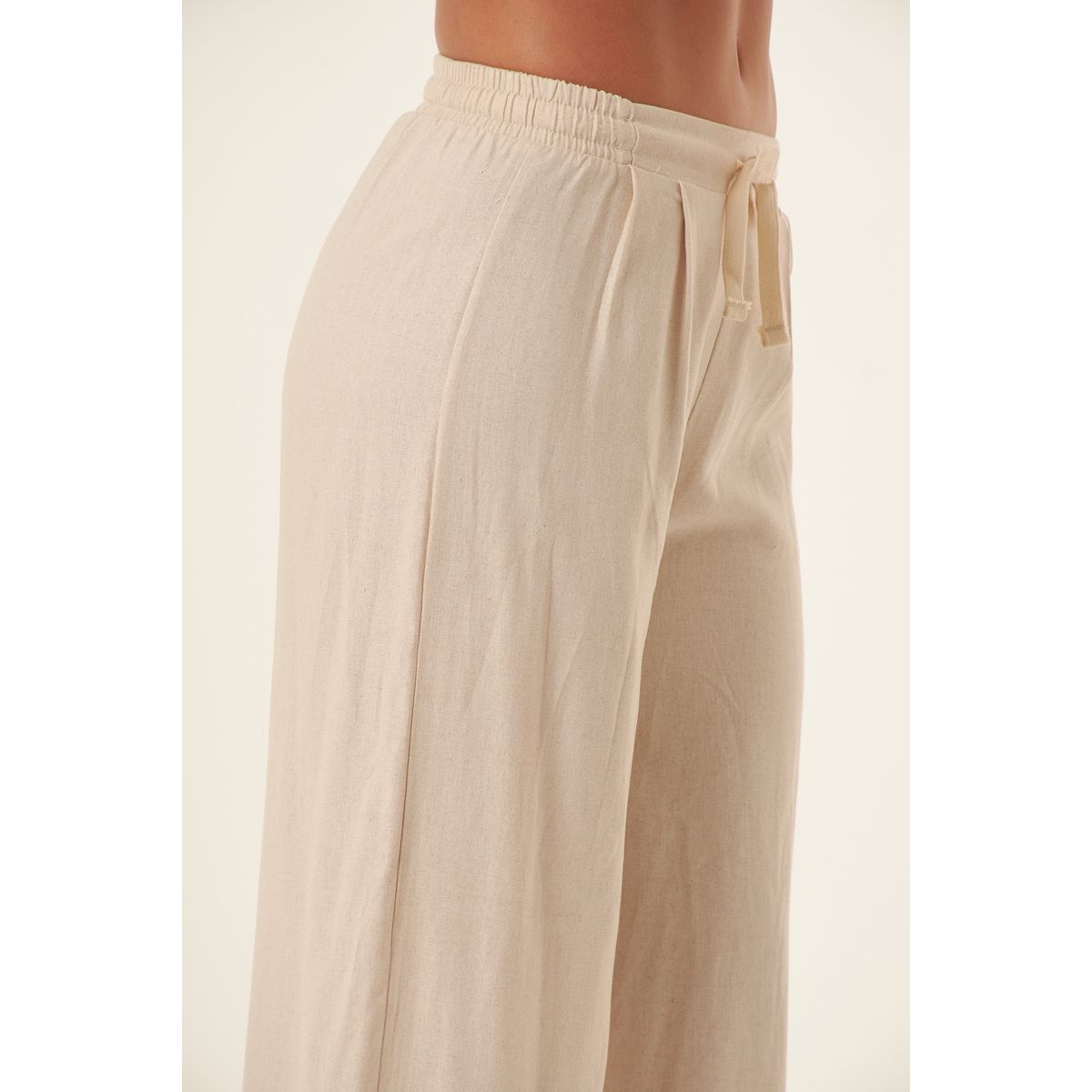 BELIFE - Pantalón amplio arena para mujer