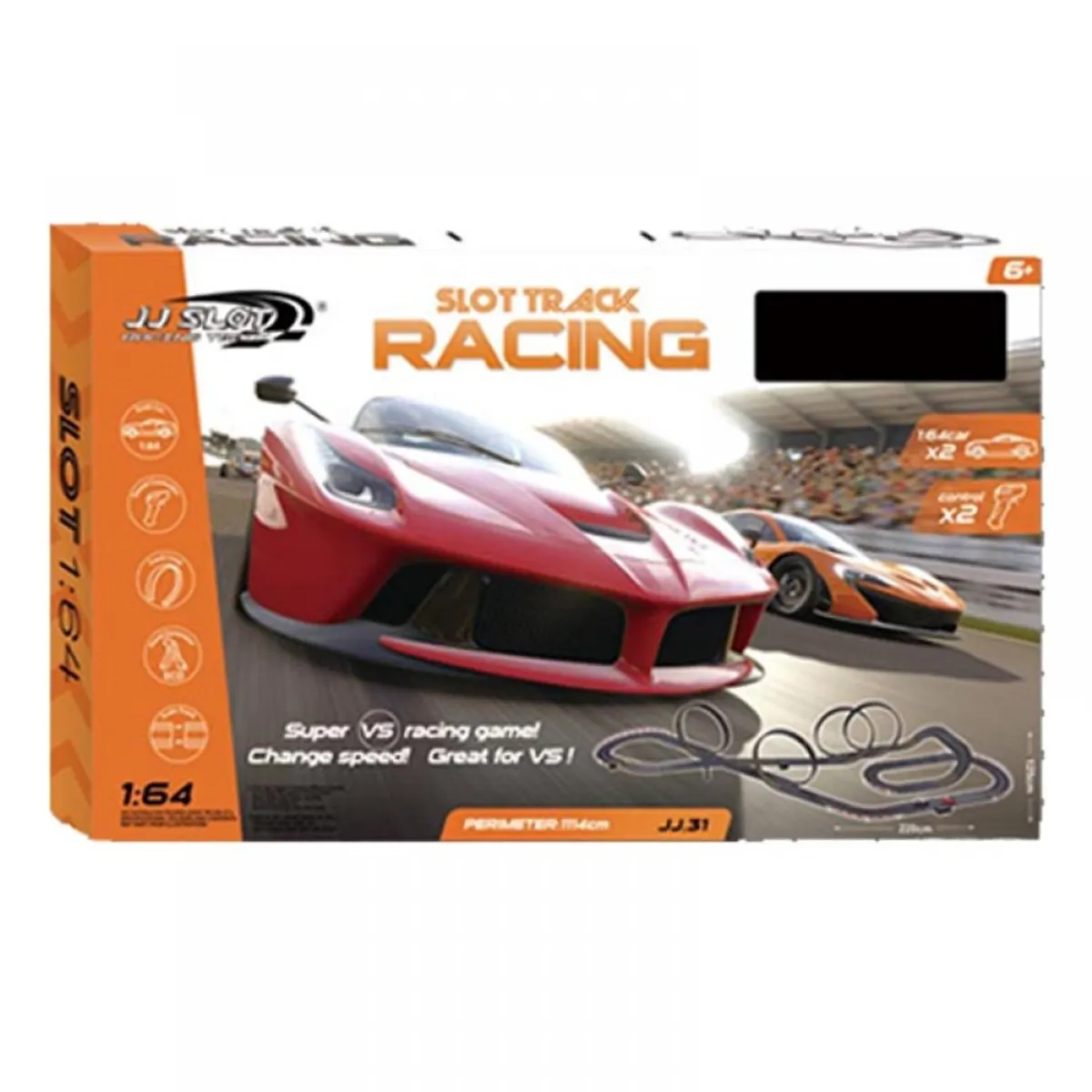 JUGUETERIA EXPRESS - Pista Eléctrica De Carros Cuatro Giros Slot Racing 1114cm