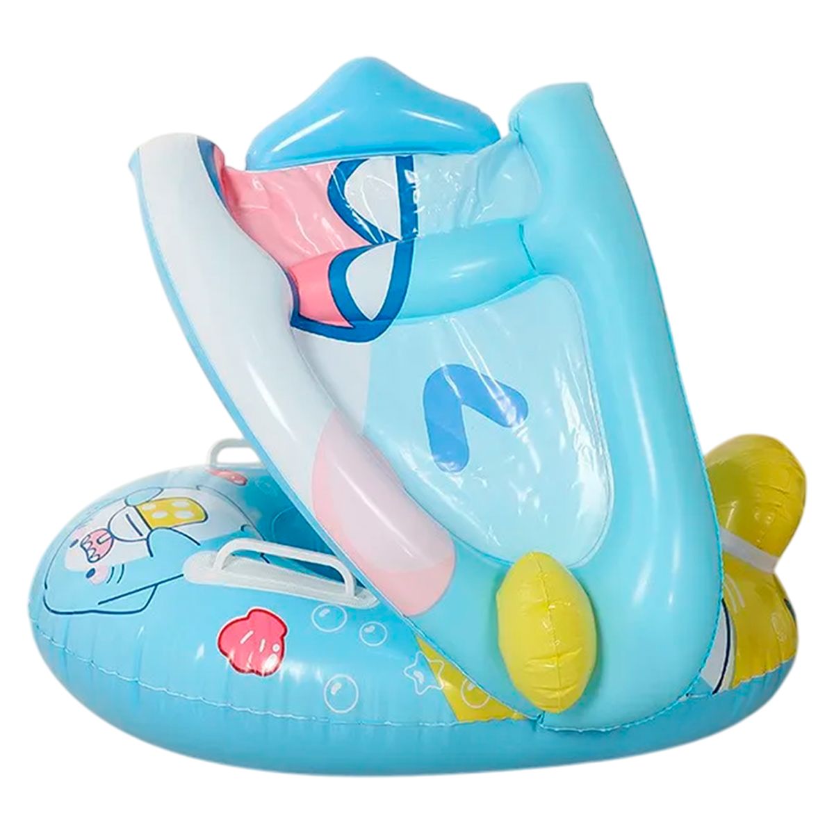 GENERICO - Flotador Bebés Bote Techo Sombrilla Toldo Protección Piscina Azul Pistola