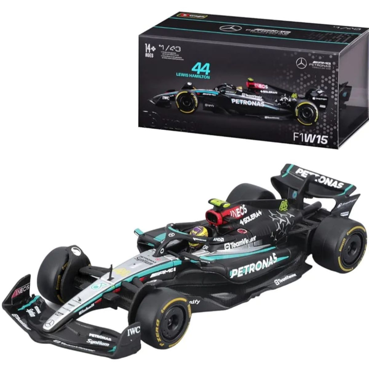 BURAGO - Carro F1  HAMILTON mercedes mclaren F1W15  (2024)   Caja Acrílico 143 COLECCIÓN