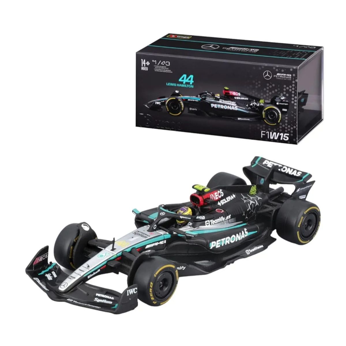 BURAGO - Carro F1  HAMILTON mercedes mclaren F1W15  (2024)   Caja Acrílico 143 COLECCIÓN