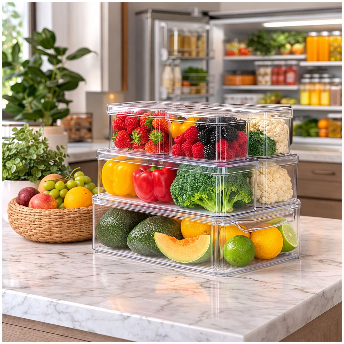 ONE PIXEL - Organizador De Nevera Y Cocina Set X7 UND En Acrilico Con Tapas