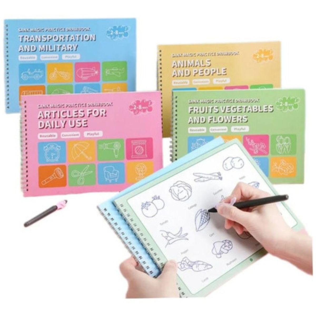 GENERICO - Libros Mágicos Caligrafía Infantil Reutilizable Didáctico