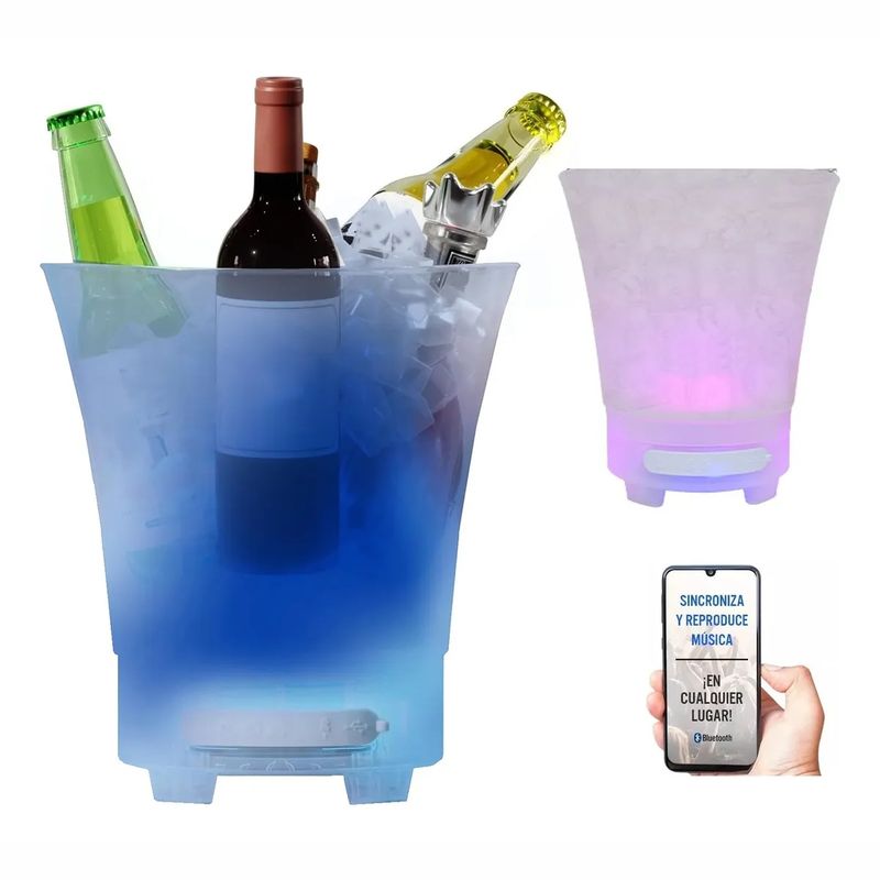 GENERICO - Parlante Bafle Portatil Hielera Cubeta Luces Bluetooth