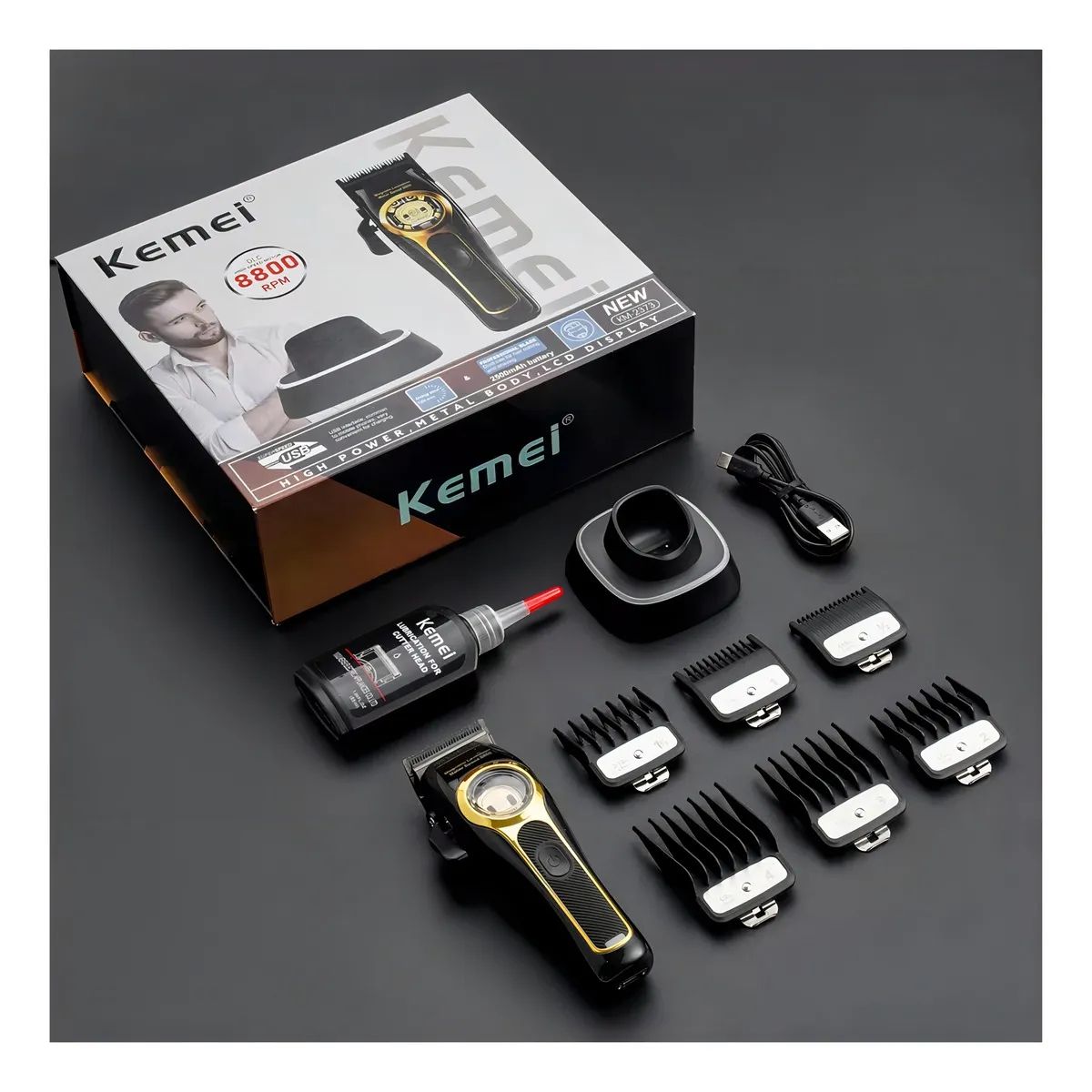 KEMEI - Maquina Para Cortar El Cabello Profesional Barbera Afeitador
