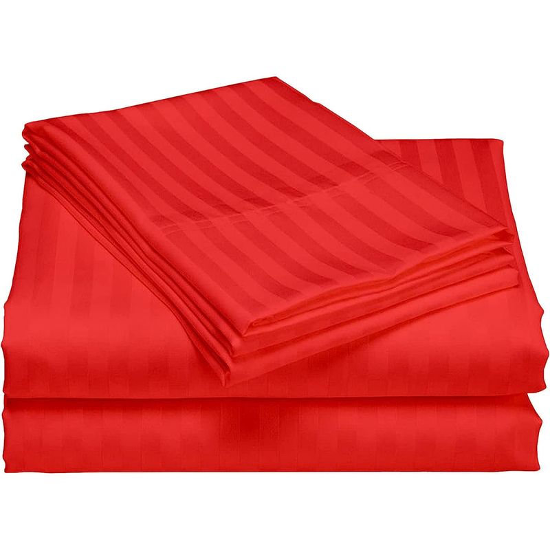 GENERICO - Juego de Sábanas Unicolor Color Rojo
