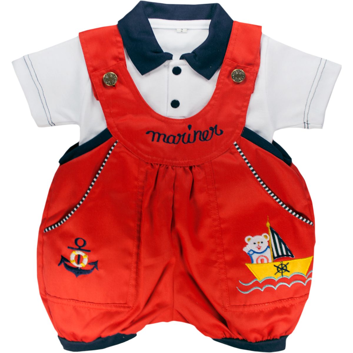 BABY KDS - Conjunto marinero 3 piezas para bebe glotoncitos - rojo